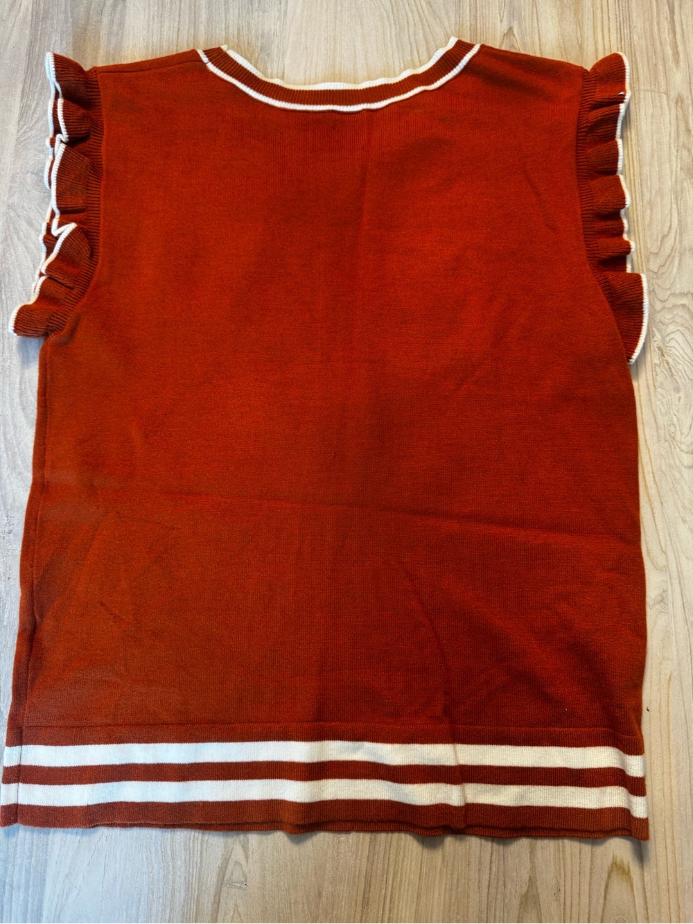 University of Texas Ruffle Sleeve Knit Tank - Rust - Picture 6 of 9